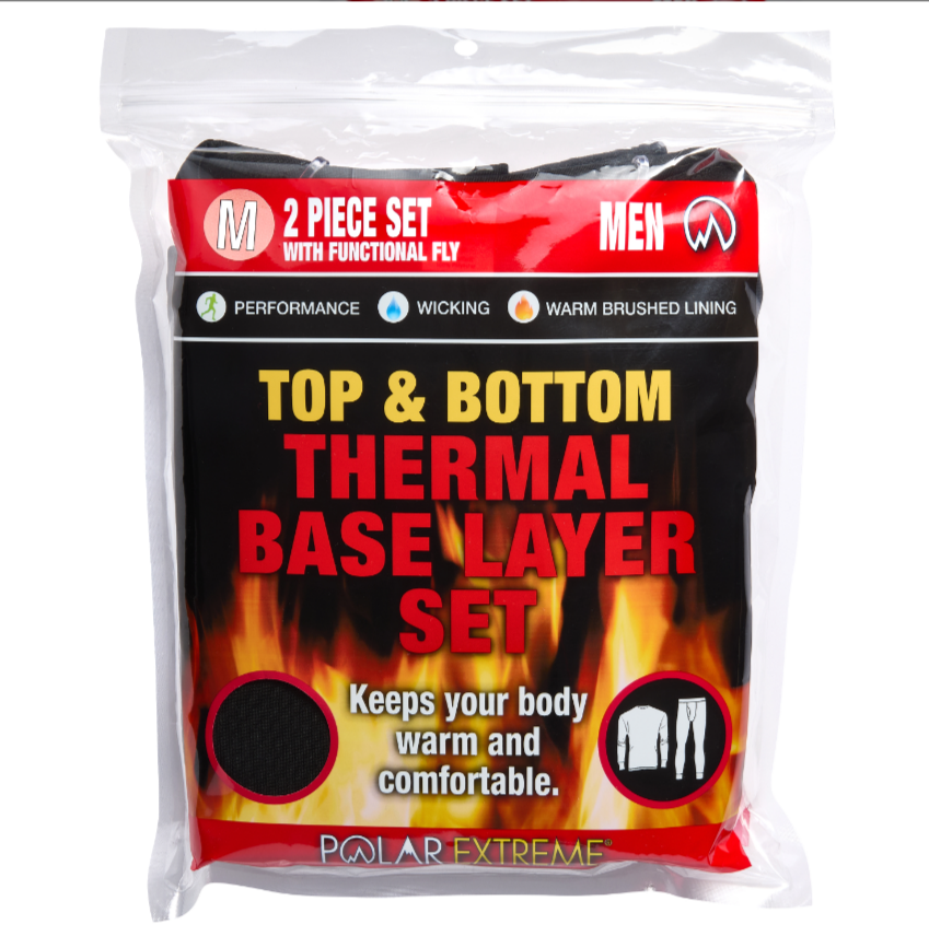 Polar Extreme Men’s Thermal Top & Bottom Set – Insulated Fleece Lined Warm Base Layer for Cold Weather