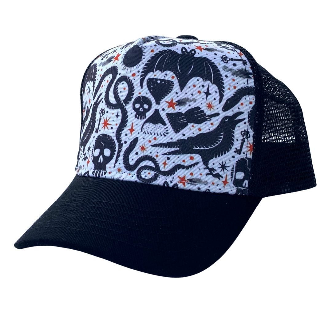 Spooky Black Trucker Hat