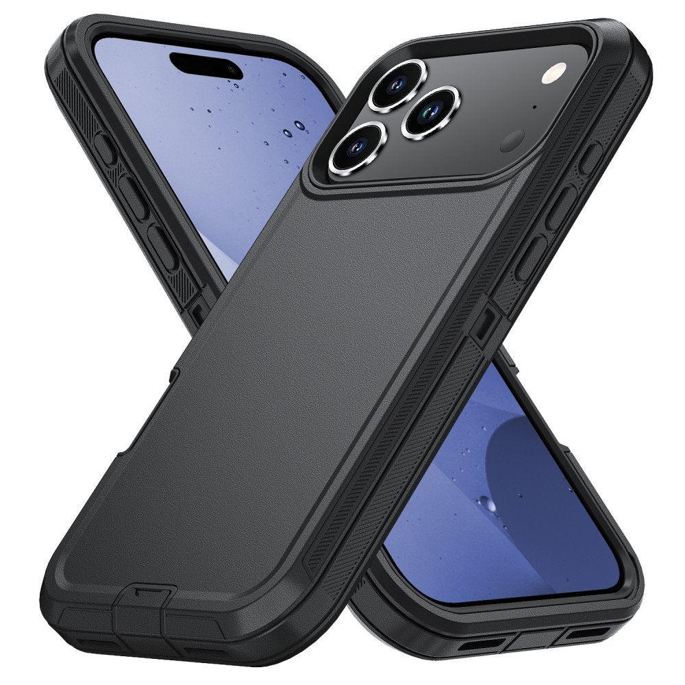 iPhone 17 Pro Max Heavy Duty Case Rugged Shockproof Dual Layer Belt Clip Black