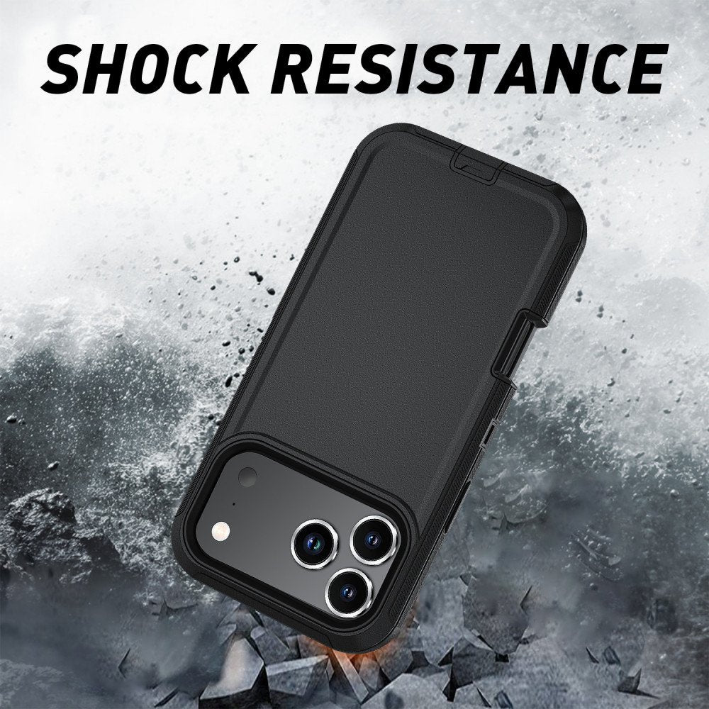 iPhone 17 Pro Max Heavy Duty Case Rugged Shockproof Dual Layer Belt Clip Black