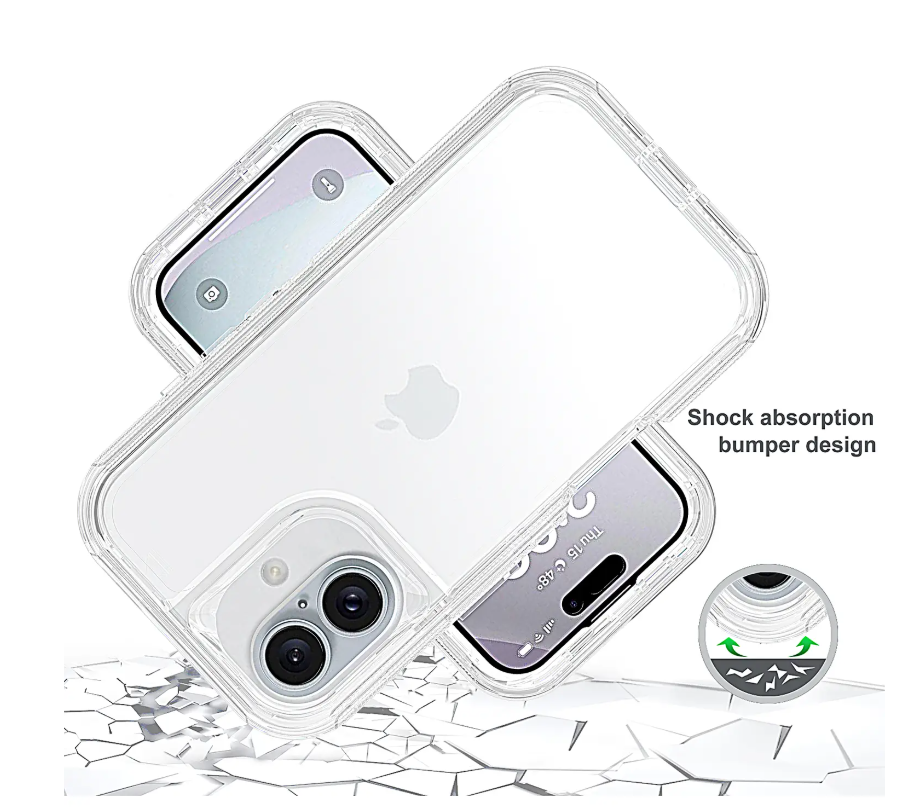 iPhone 16 Plus Transparent Heavy Duty Shockproof Anti-Fall Case