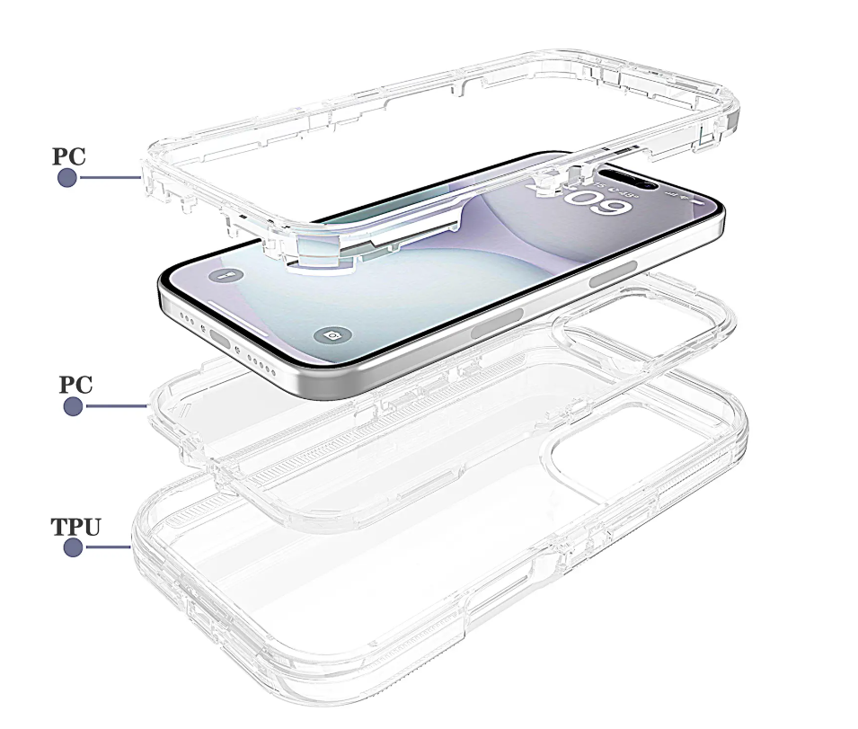 iPhone 16 Plus Transparent Heavy Duty Shockproof Anti-Fall Case