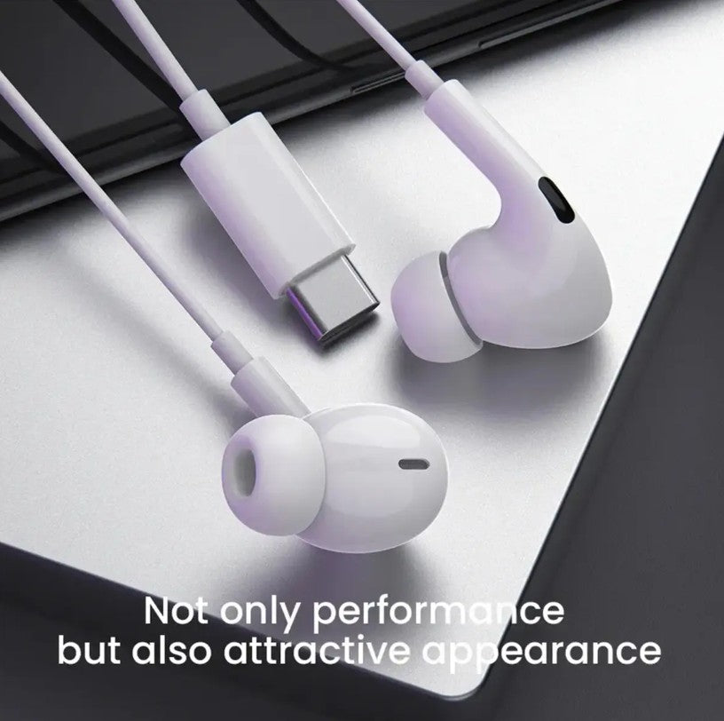 USB-C Earbuds w/ Mic Noise Cancelling for iPhone 16 Series – White