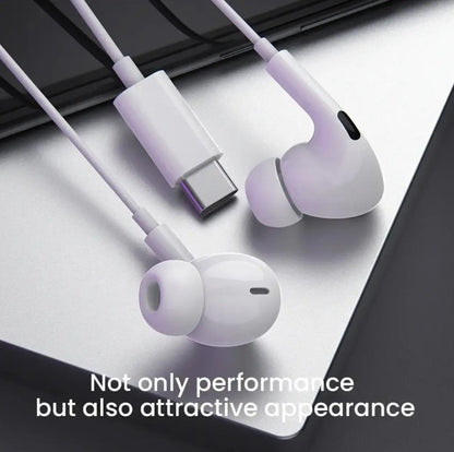 USB-C Earbuds w/ Mic Noise Cancelling for iPhone 16 Series – White