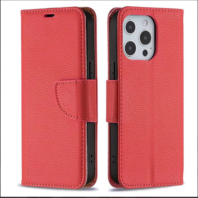 Leather Flip Wallet Case Cover for iPhone 16 Pro Max – Card Slot &amp; Stand