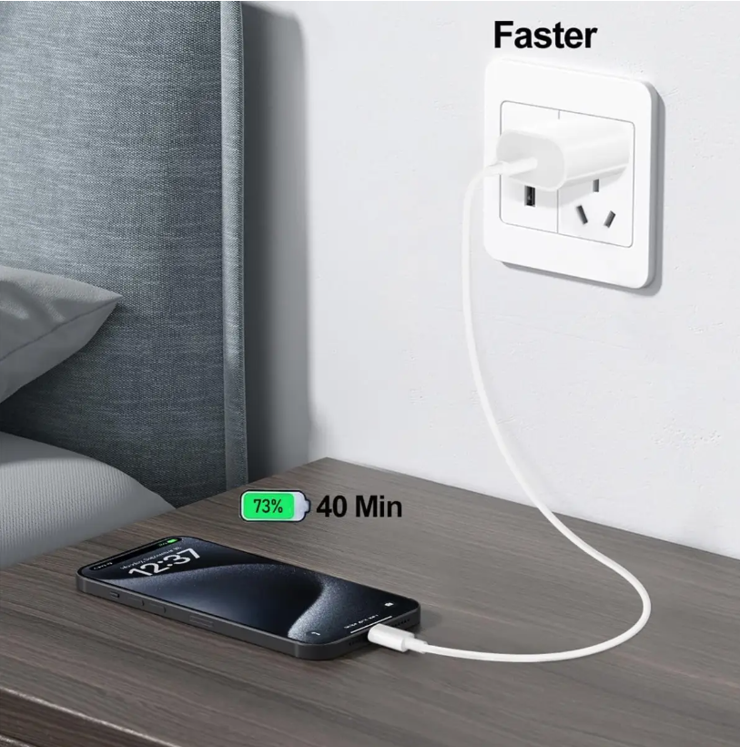 35W USB-C Fast Charger with USB-C to USB-C Cable – Compatible with iPhone 16 Series &amp; Galaxy S25 Series – White