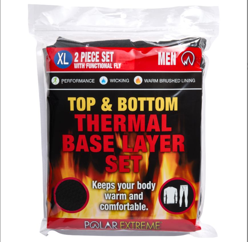 Polar Extreme Men’s Thermal Top &amp; Bottom Set – Insulated Fleece Lined Warm Base Layer for Cold Weather