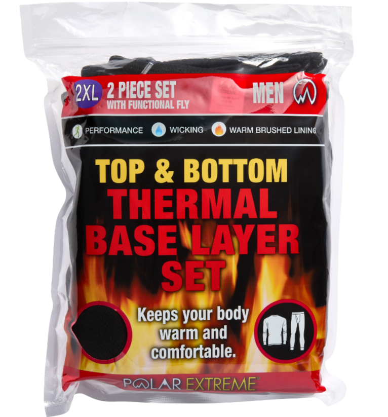 Polar Extreme Men’s Thermal Top &amp; Bottom Set – Insulated Fleece Lined Warm Base Layer for Cold Weather