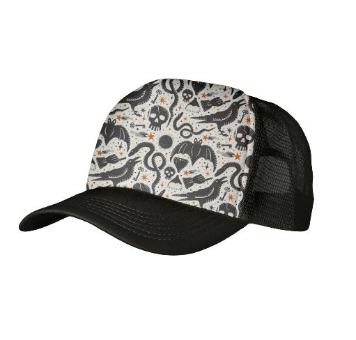 Spooky Black Trucker Hat