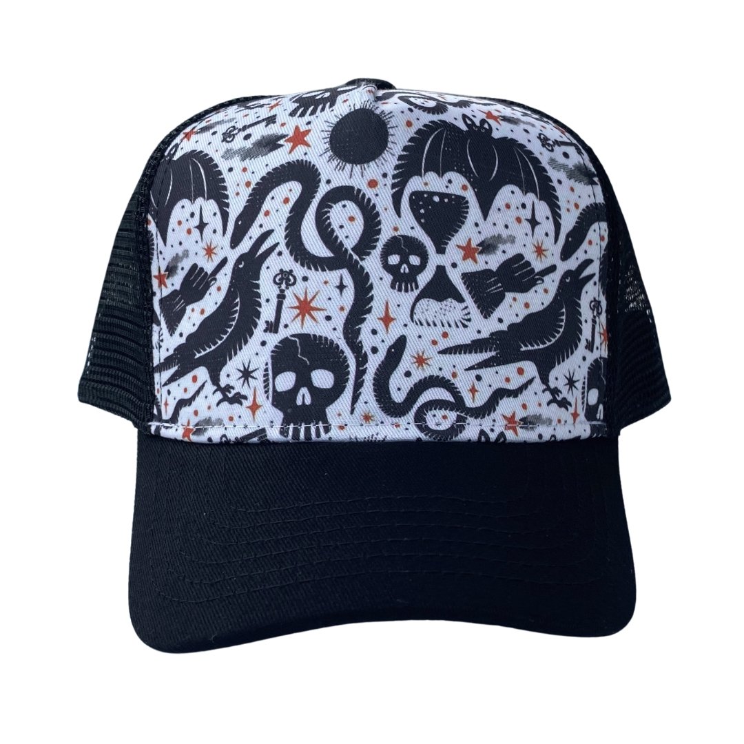 Spooky Black Trucker Hat